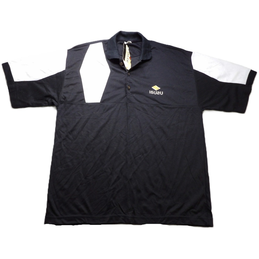 NWT VTG Isuzu Polo Shirt Men XL Black White Colorblock Embroidered Logo Dealer
